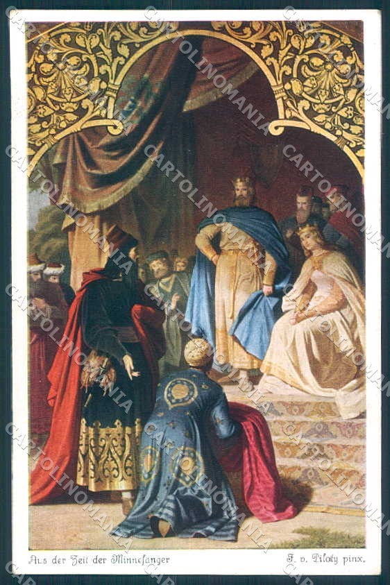 Artist Signed Piloty Aus der Zeit der Minnesanger serie 263-4504 postcard TW2315 – fronte