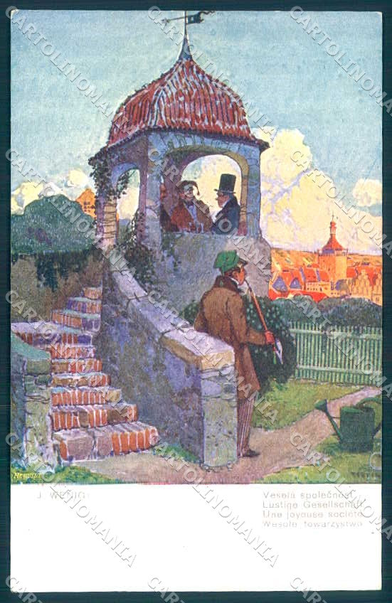 Artist Signed J. Wenig Man Joyeuse Société serie 1299 cartolina postcard TW2318 – fronte
