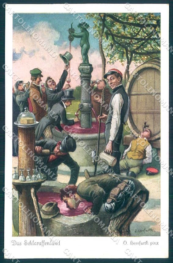 Artist Signed Herrfurth Man Das Schlarassenland serie 354-5086 postcard TW2319 – fronte