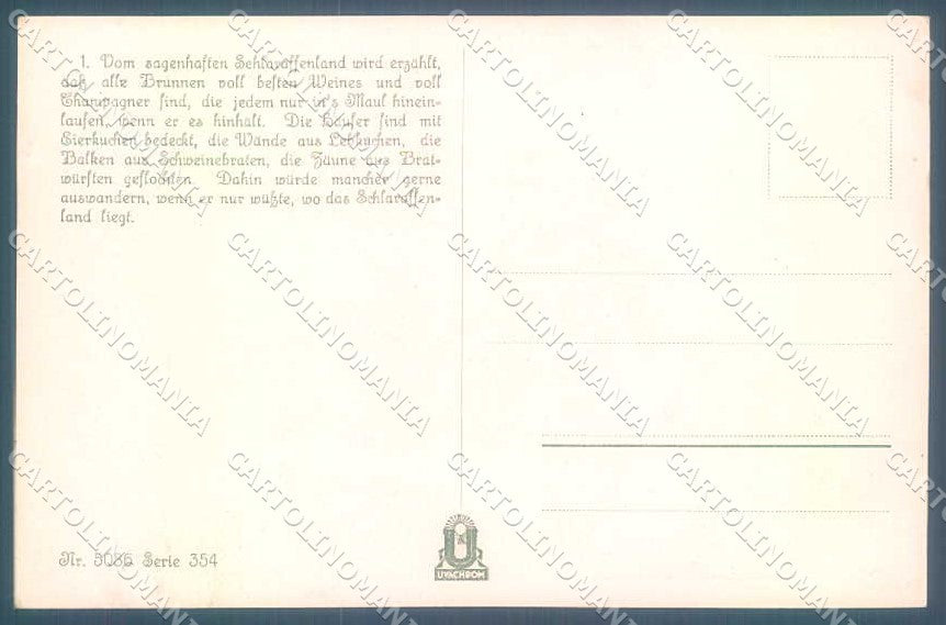 Artist Signed Herrfurth Man Das Schlarassenland serie 354-5086 postcard TW2319 – retro