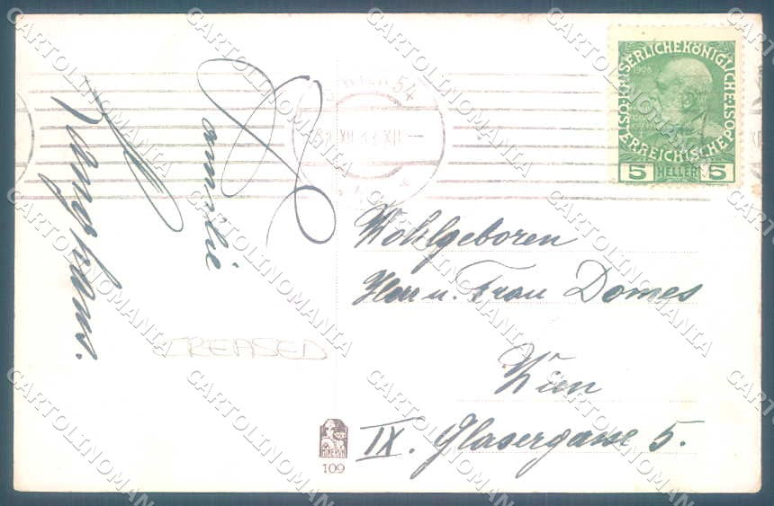 Artist Signed People Fruit New Year serie 109 CREASED cartolina postcard TW2320 – retro