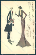 Artist Signed Lady Couple Comic cartolina postcard TW2327 – fronte