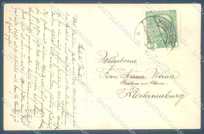 Artist Signed Lady Romantic Couple New Year Viennoise VK Vienne 5042 pc TW2332 – retro