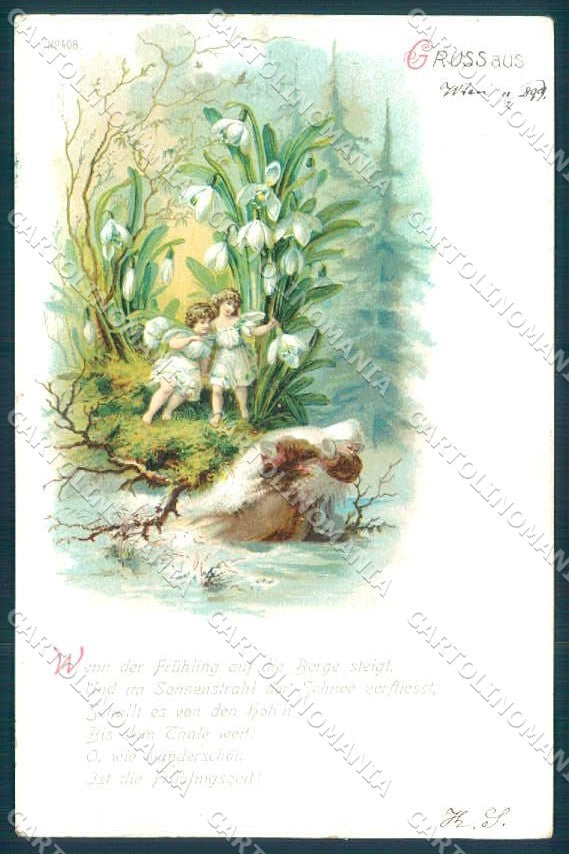 Greetings New Year Fairy Winter Man serie 408 cartolina postcard TW2342 – fronte