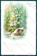 Greetings New Year Fairy Winter Man serie 408 cartolina postcard TW2342 – fronte