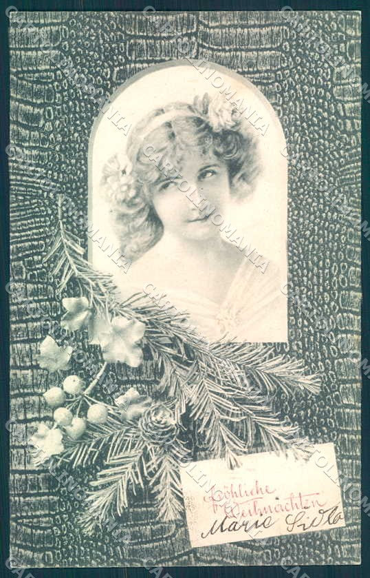 Greetings Lady Christmas Viennoise serie 330 cartolina postcard TW2343 – fronte