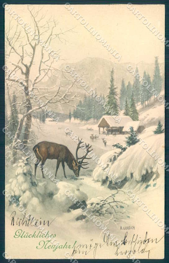 Artist Signed Ulreich New Year Deer Winter Viennoise MM Vienne 396 pc TW2347 – fronte