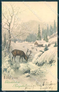 Artist Signed Ulreich New Year Deer Winter Viennoise MM Vienne 396 pc TW2347 – fronte