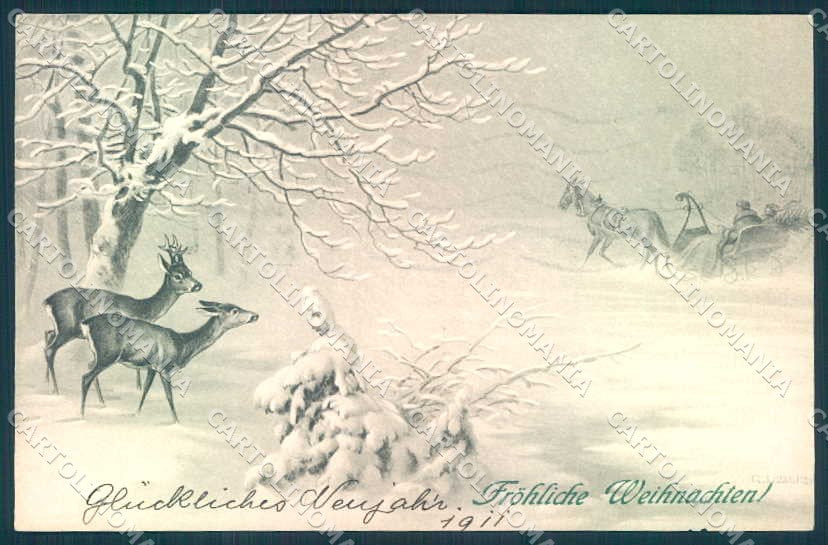 Artist Signed Ulreich Christmas Roe Snow Sleigh MM Vienne 544 pc TW2350 – fronte