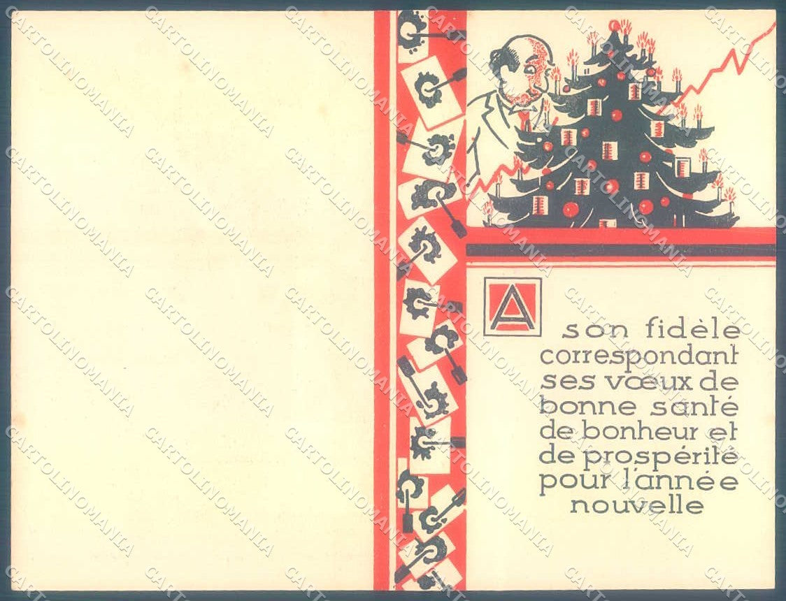 Artist Signed Christmas Tree Santa Advertising Corector 14,5x19,5 cm card TW2354 – retro