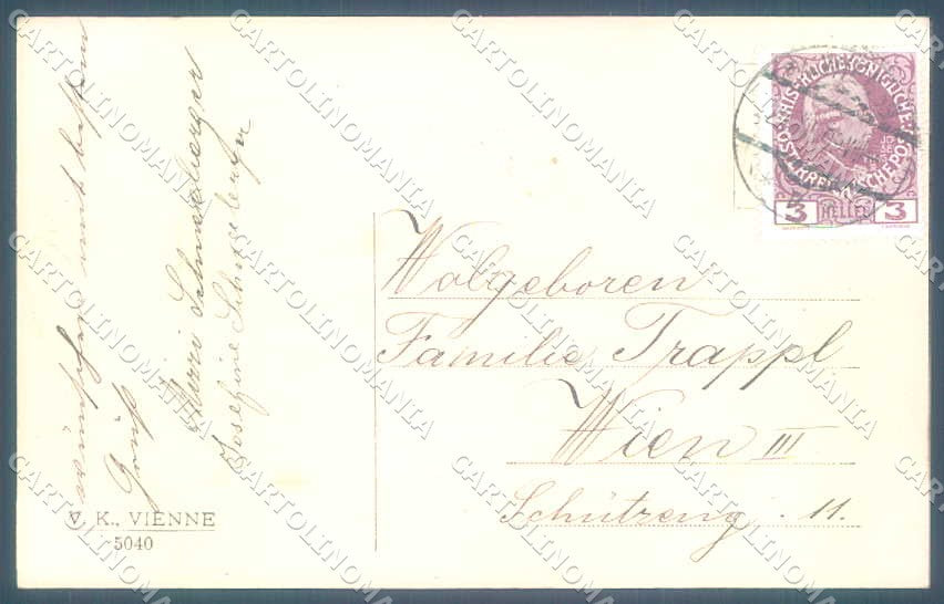 Greetings Christmas Children Sleigh Viennoise VK Vienne 5040 postcard TW2356 – retro