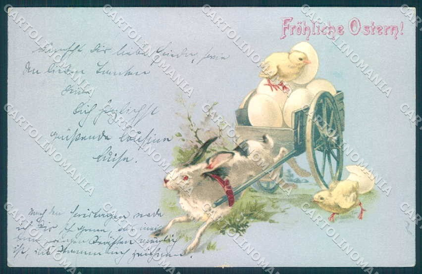 Greetings Easter Chick Hare Egg TEAR cartolina postcard TW2365 – fronte