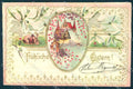 Greetings Easter Hare Egg Bell Flower Silk Relief cartolina postcard TW2366 – fronte