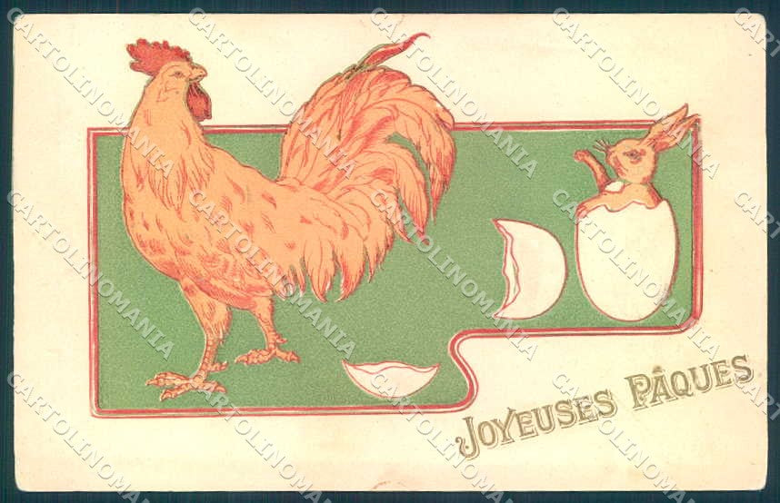 Greetings Easter Hen Egg Hare Relief UNGLUED BACK REPLACED postcard TW2367 – fronte
