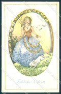 Greetings Erni Schob Posch Easter Lady Egg Hare Chick cartolina postcard TW2369 – fronte