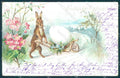 Greetings Easter Hare Egg Flower cartolina postcard TW2370 – fronte