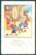 Greetings New Year King Gnome Ladybug Horseshoe Erika 5322 postcard TW2376 – fronte