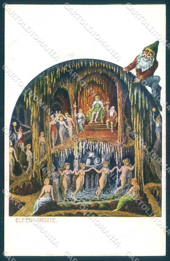 Artist Signed Fantasy Elfen Grotte Nude Lady cartolina postcard TW2382 – fronte