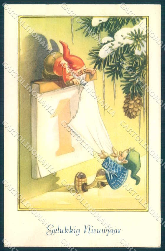 Greetings New Year Gnome cartolina postcard TW2386 – fronte