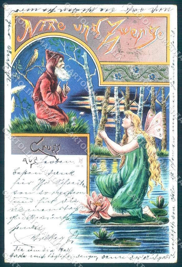 Artist Signed Feike Fairy Gnome Gruss Aus CORNER CREASE postcard TW2395 – fronte