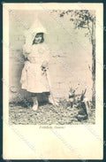 Greetings Easter Child Girl Hare cartolina postcard TW2404 – fronte