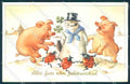Greetings New Year Snowman Ladybug Pig Four Leaf Clover serie 690 pc TW2406 – fronte