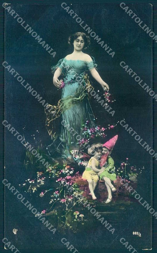 Artist Signed Lady Gnome Fairy serie 882-2 RPPC TW2414 – fronte