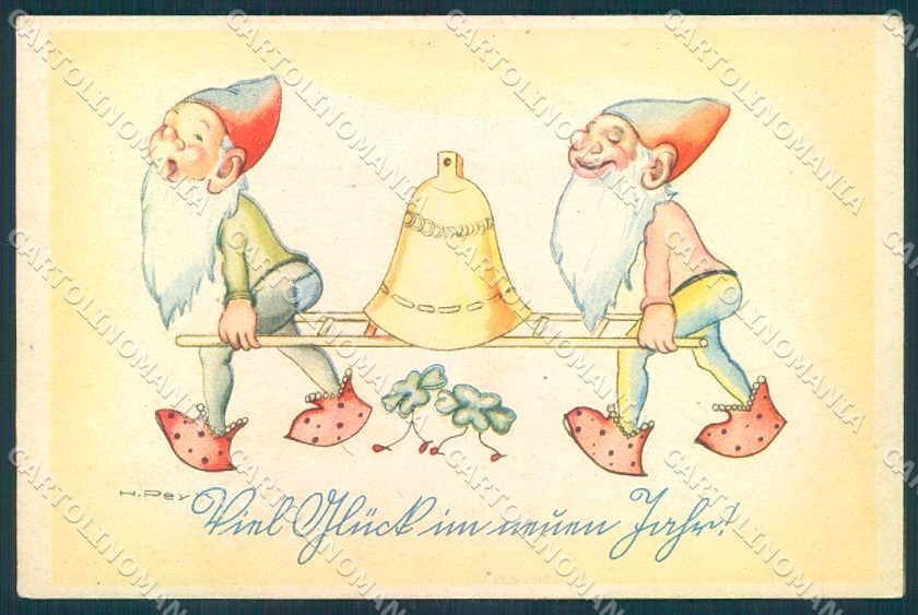 Artist Signed Peyk Year Gnome Bell Four Leaf Clover serie 606 CREASE pc TW2416 – fronte