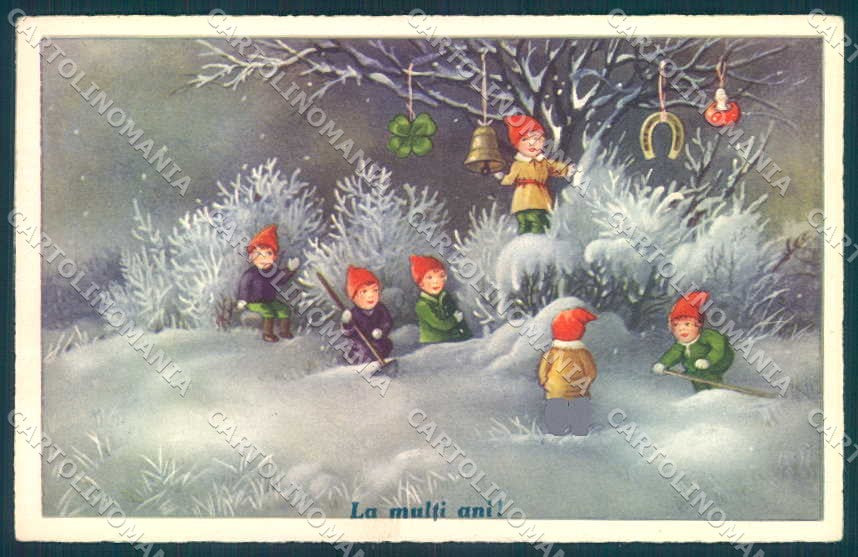 Greetings New Year Children Horseshoe Mushroom Bell serie 4835 pc TW2417 – fronte