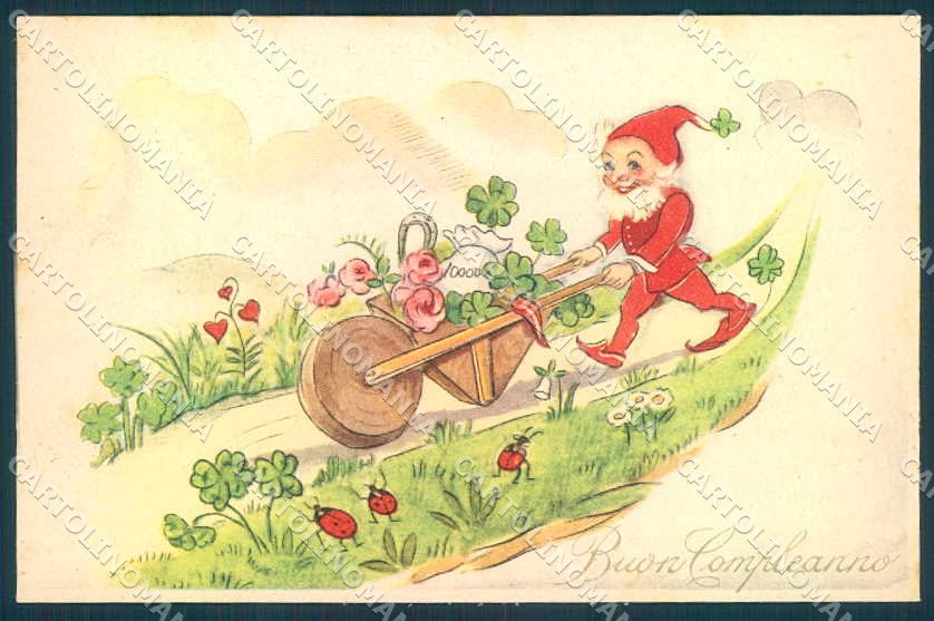 Artist Signed Chiostri ? Gnome Four Leaf Clover Ballerini 573-2 postcard TW2418 – fronte