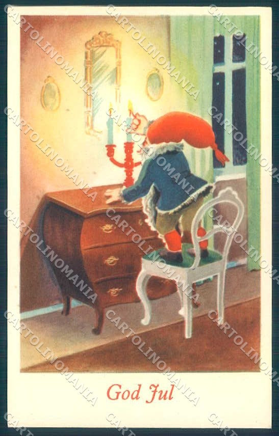 Greetings Christmas Gnome Lighting up Candle serie 2676 postcard TW2420 – fronte