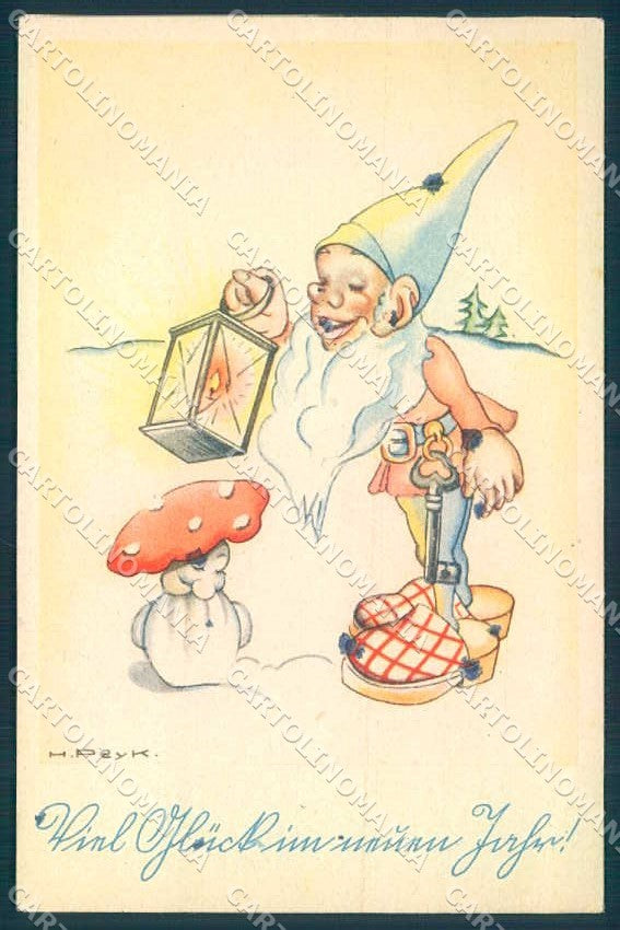 Artist Signed Peyk New Year Gnome Mushroom serie 602 SPOTS SOFT CREASE pc TW2423 – fronte