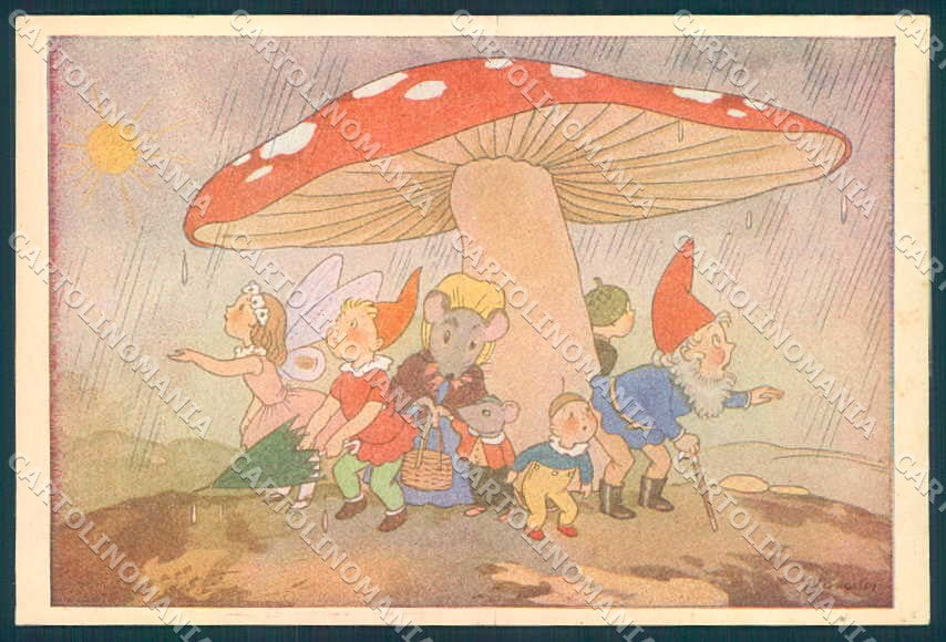 Artist Signed Langeler Dressed Mouse Mushroom Fairy Gnome postcard TW2424 – fronte