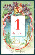 Greetings New Year Gnome Winter Landscape Bell serie 7166 postcard TW2428 – fronte