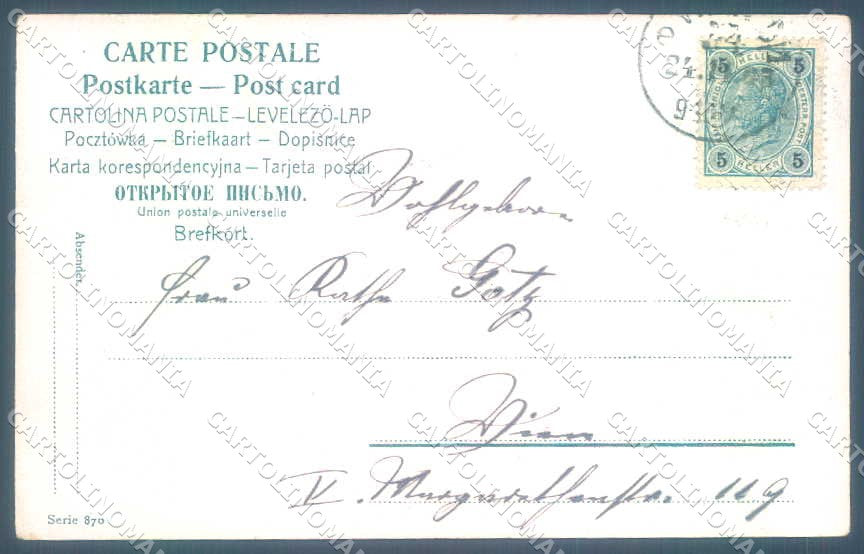 Artist Signed Lady Couple Papermoon Gnome Fairy serie 870 postcard TW2432 – retro