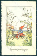 Artist Signed Lilly Scherbauer Gnome Geburtstage Flower postcard TW2442 – fronte