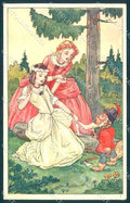 Artist Signed Fairy Tales Gnome Lady Sneeuwitje Rozenrood 1676 postcard TW2445 – fronte