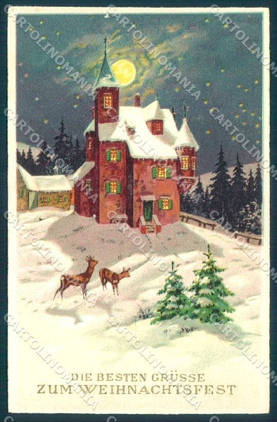 Greetings Christmas Roe Castle Winter Landscape serie 4562-1 Postcard TW2463 – fronte