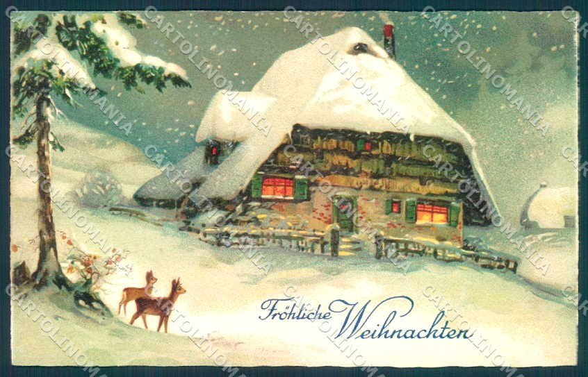 Greetings Christmas Roe Winter Landscape serie Amag 2529 Postcard TW2464 – fronte