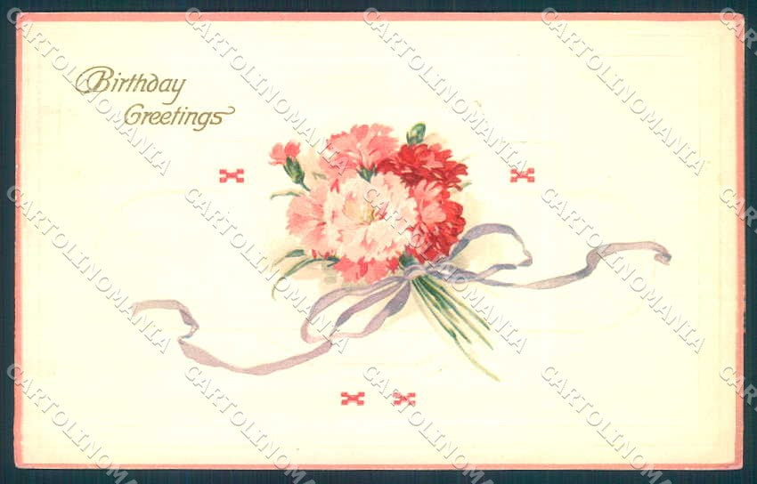 Greetings Birthday Flower Relief serie 694 cartolina Postcard TW2465 – fronte