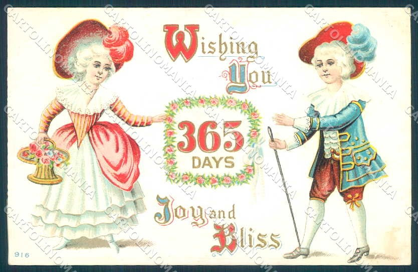 Greetings New Year Children Flower Relief serie 916 cartolina Postcard TW2468 – fronte
