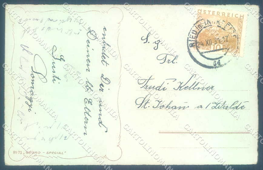 Greetings New Year Four Leaf Clover Money Begro 8973 cartolina Postcard TW2476 – retro