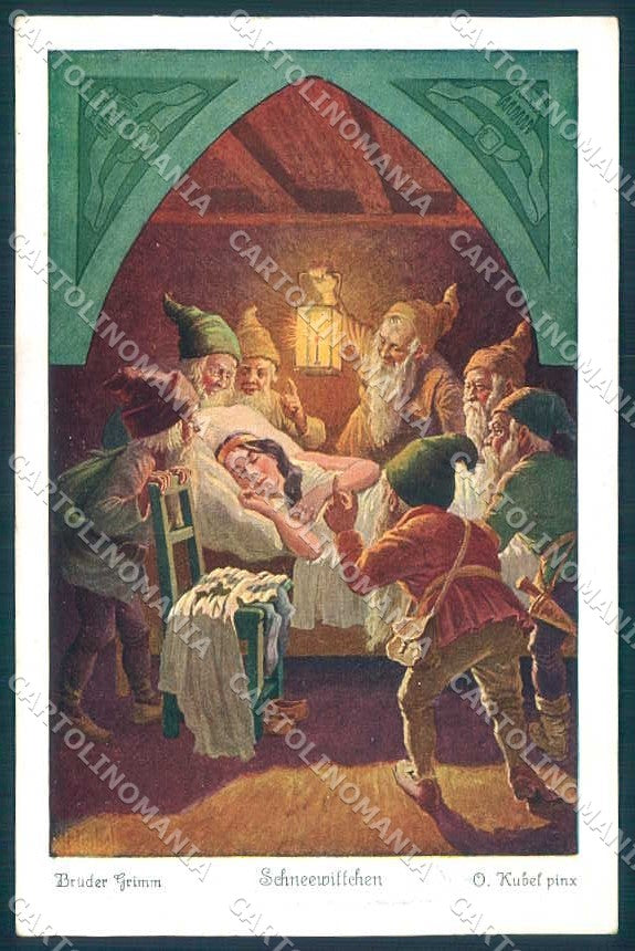 Artist Signed Kubel Snowhite Gnome Grimm serie 147-3859 postcard TW2478 – fronte