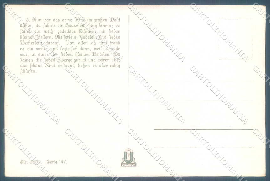 Artist Signed Kubel Snowhite Gnome Grimm serie 147-3859 postcard TW2478 – retro
