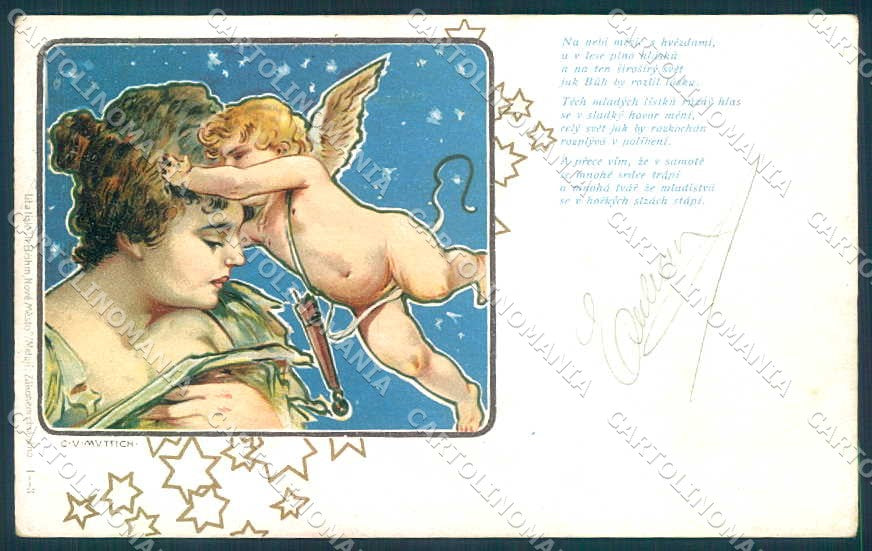 Artist Signed Camil Vladislav Muttich Lady Cupid Art Nouveau serie 1-3 pc TW2491 – fronte