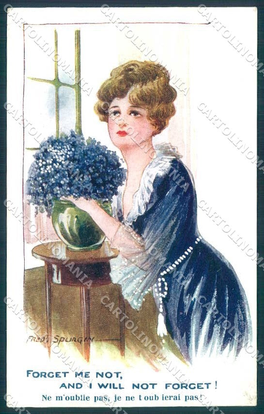Artist Signed Fred Spurgin Glamour Lady Inter-Art 1114 CORNER CREASE pc TW2493 – fronte