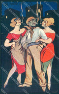 Artist Signed Lady Man Prostitution CORNER CREASE cartolina postcard TW2499 – fronte