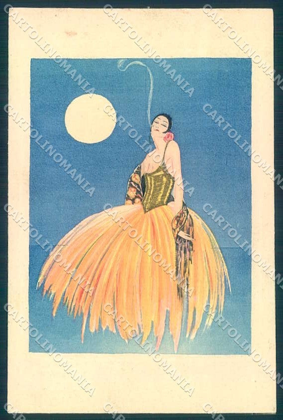 Artist Signed Fashion Spanish Lady Art Deco serie 329-5 BACK REPLACED pc TW2500 – fronte