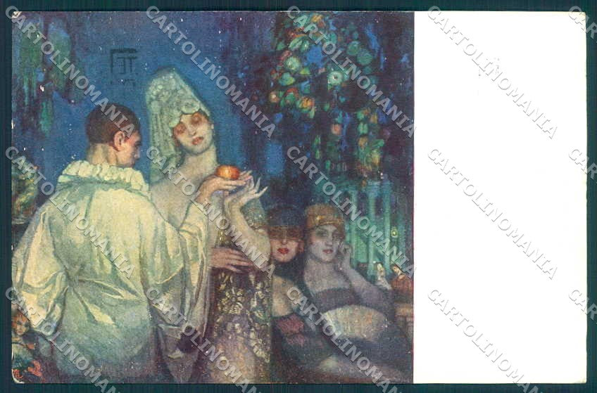Artist Signed Masses Lady Pierrot Exposition Venezia MCMXX serie 5018 pc TW2502 – fronte