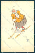 Artist Signed T.M. Lady Snow Ski serie 26-VI PIN HOLE cartolina postcard TW2507 – fronte